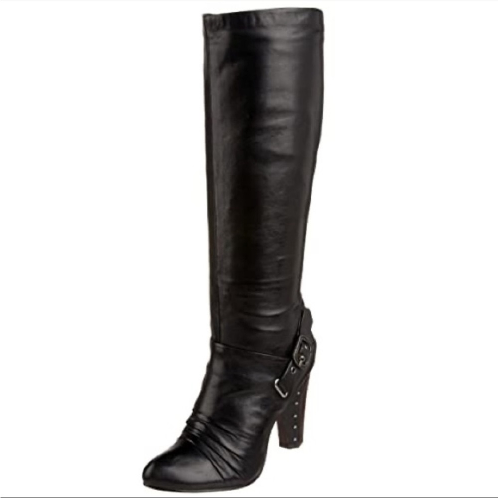 Frye | 'Bethany' Strappy Soft Black Tall Pull-On Leather Boots Size 5.5